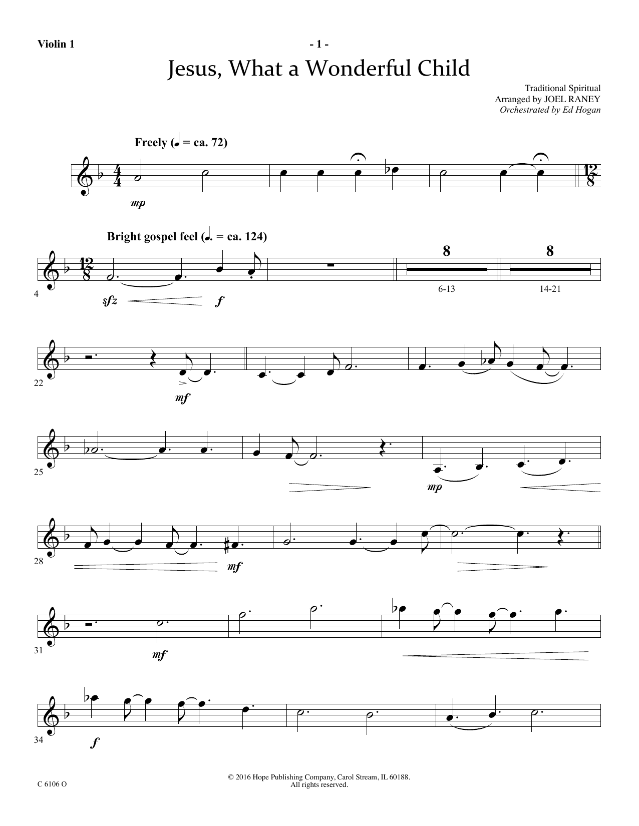 Product picture to: Jesus, What a Wonderful Child - Violin 1