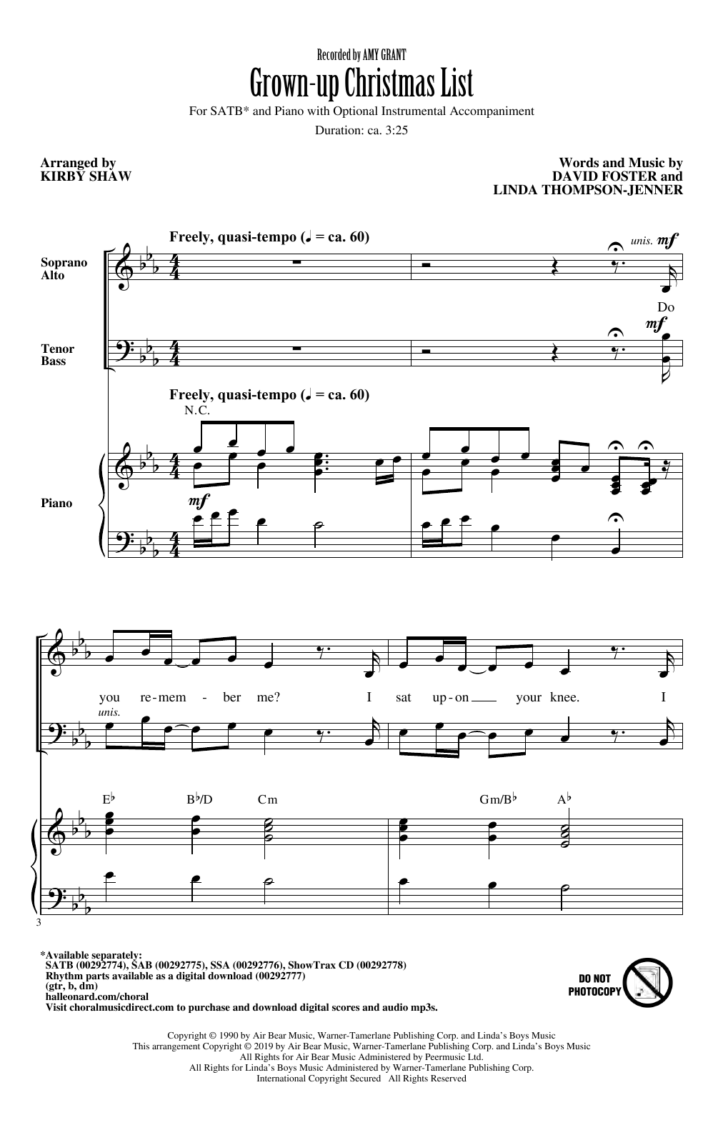 Product picture to: Grown-Up Christmas List (arr. Kirby Shaw)