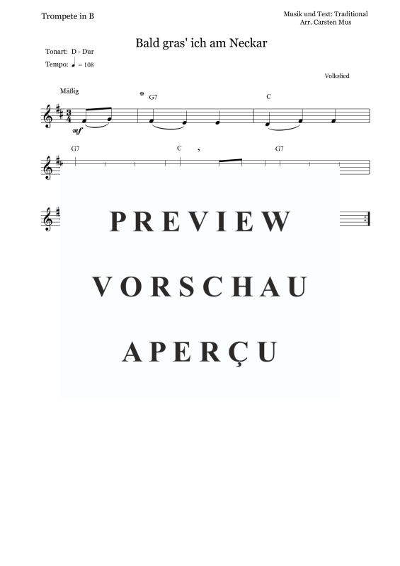 Produktbild zu: Bald gras ich am Neckar (D-Dur)Traditional