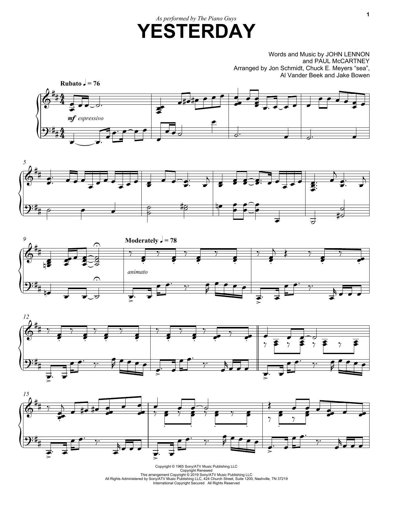 Produktgalerie: Seite 1 von 1 Yesterday, The Piano Guys, Klavier
