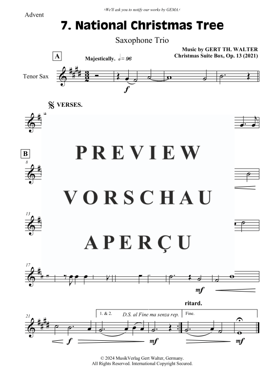 Produktgalerie: Seite 5 von 6 National Christmas Tree, , (Saxophon Trio)