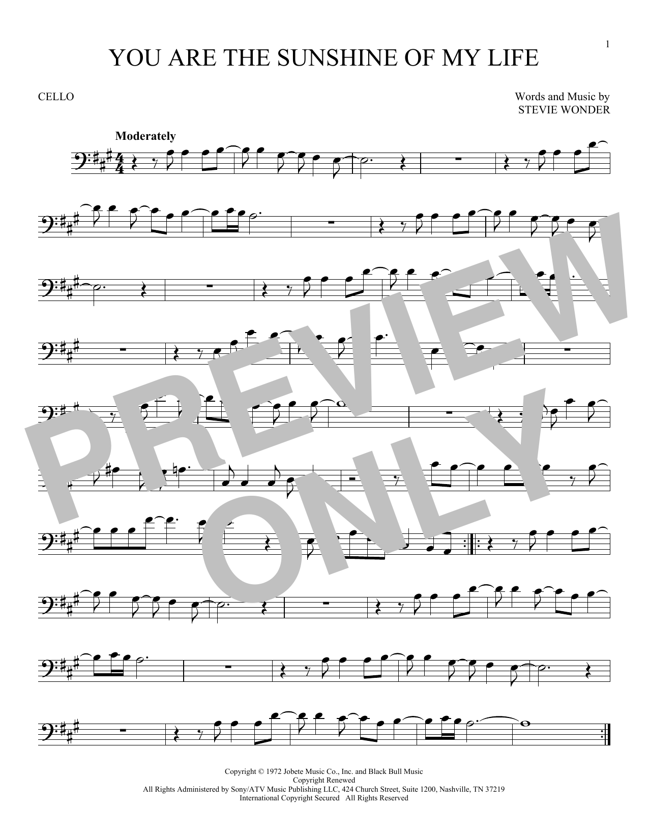 Produktgalerie: Seite 1 von 1 You Are The Sunshine Of My Life, Stevie Wonder, Violoncello