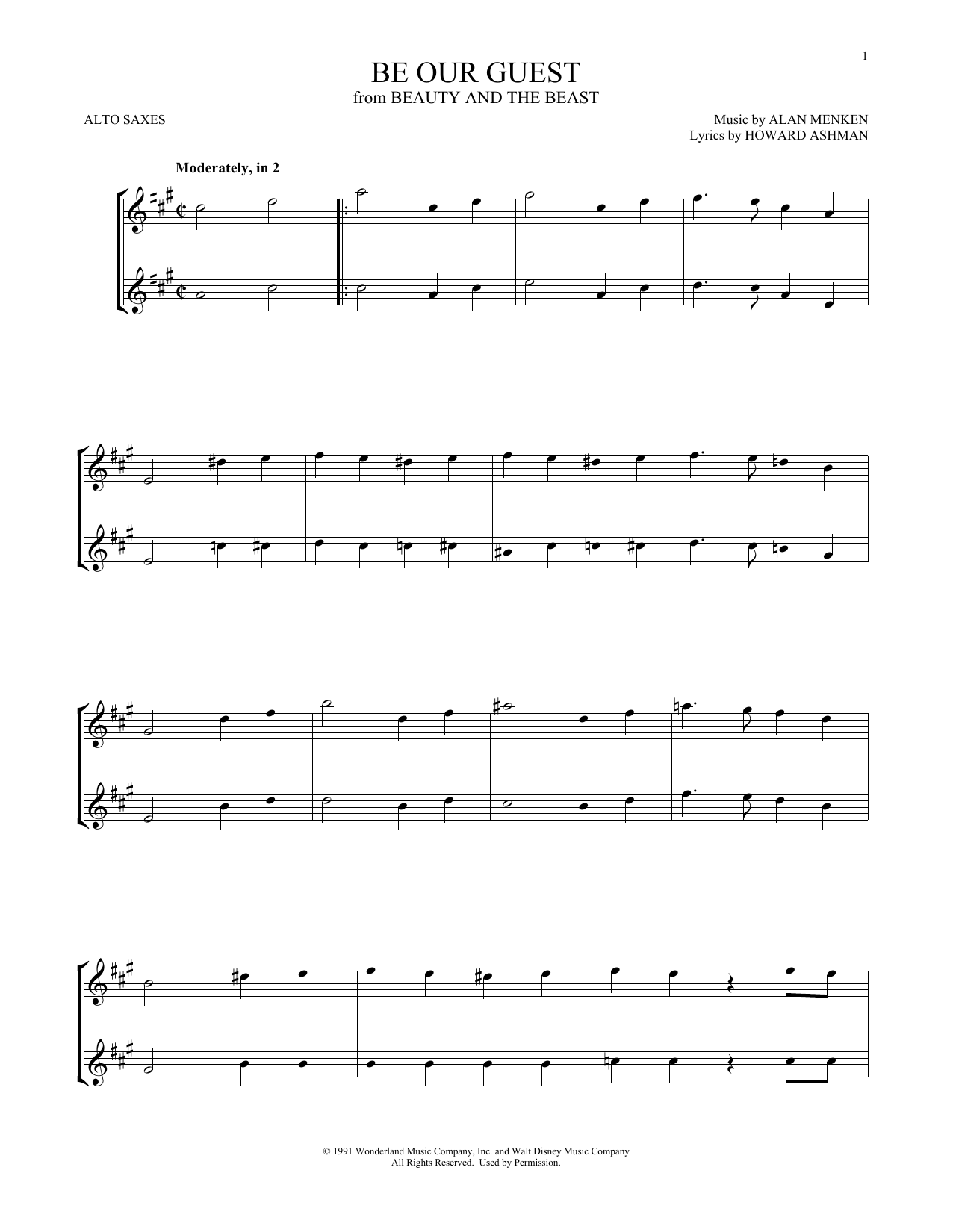Product gallery: Page 1 of 1 Be Our Guest (from Beauty And The Beast), Alan Menken & Howard Ashman