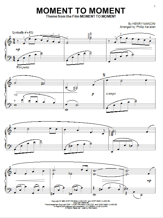 Product gallery: Page 1 of 1 Moment To Moment (arr. Phillip Keveren), Henry Mancini