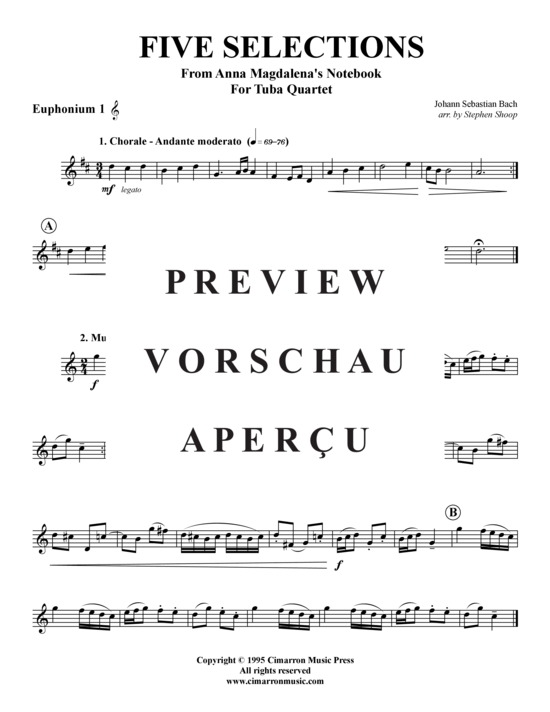 Product gallery: Page 7 of 16 Auswahl aus Notenbüchlein für Magdalena , , (Tuba Quartet: 2x Baritone, 2xTuba)