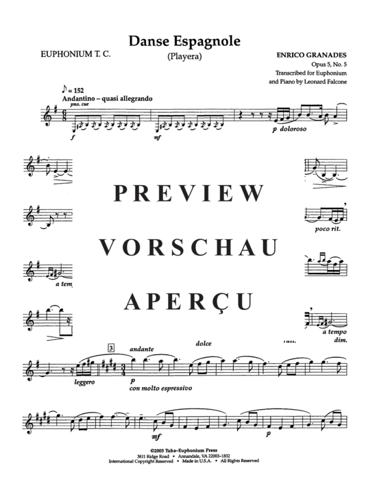 Product gallery: Page 14 of 15 Danse Espagnole , , (euphonium + piano)
