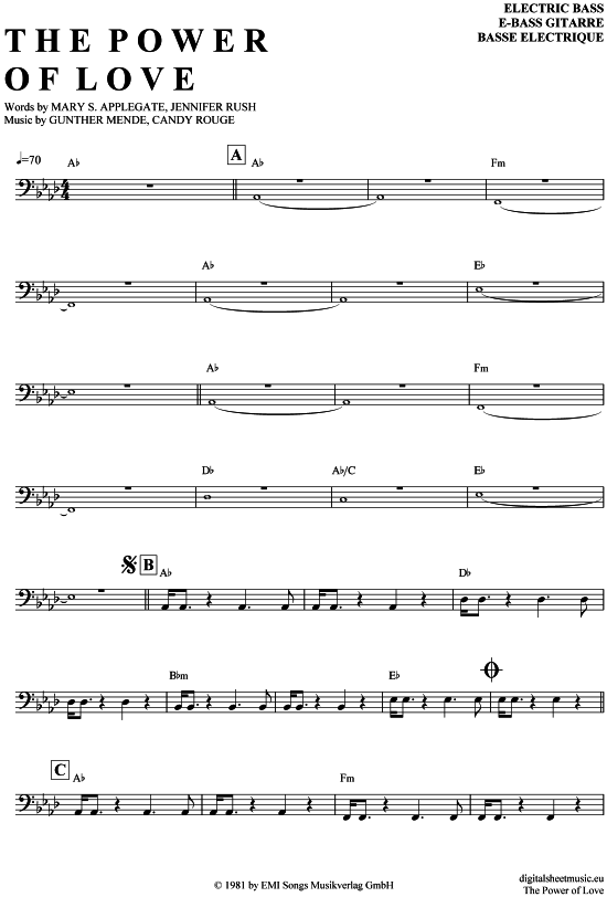 Product gallery: Page 1 of 4 The Power of Love , Rush, Jennifer, Bass Guitar