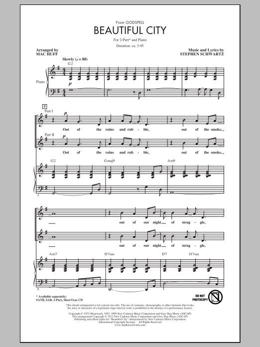 Produktbild zu: Beautiful City (from Godspell) (arr. Mac Huff)