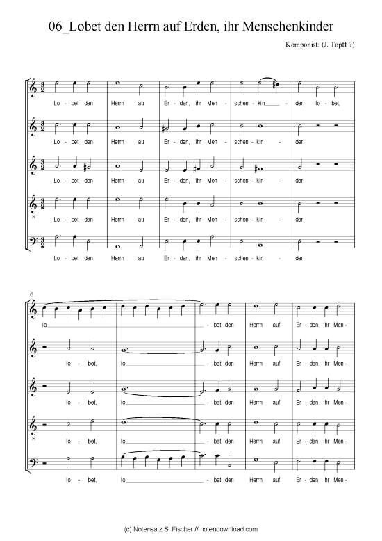 Product picture to: Lobet den Herrn auf Erden, ihr Menschenkinder (J. Topff ?) / Weihnachtsmotette über Ps. 148,11-13