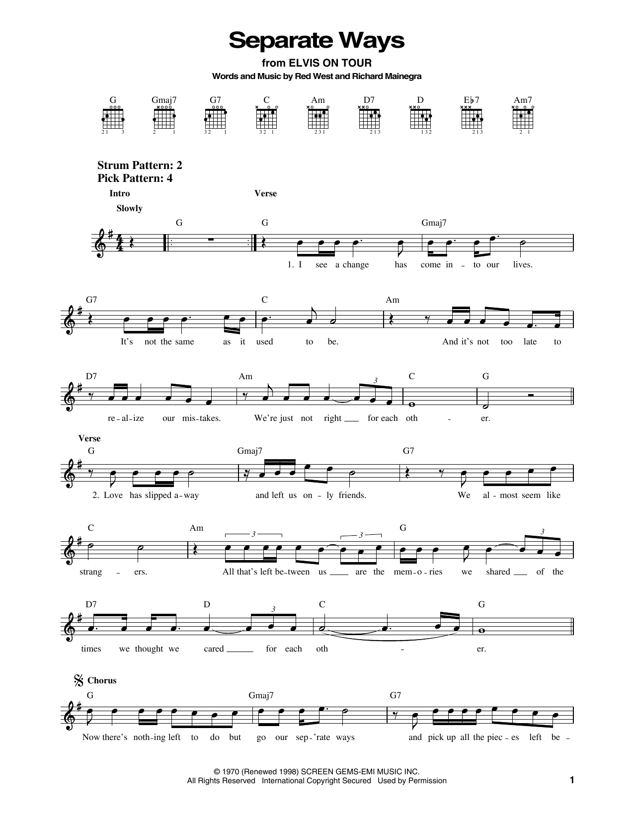 Produktgalerie: Seite 1 von 1 Separate Ways, Elvis Presley, Gitarre