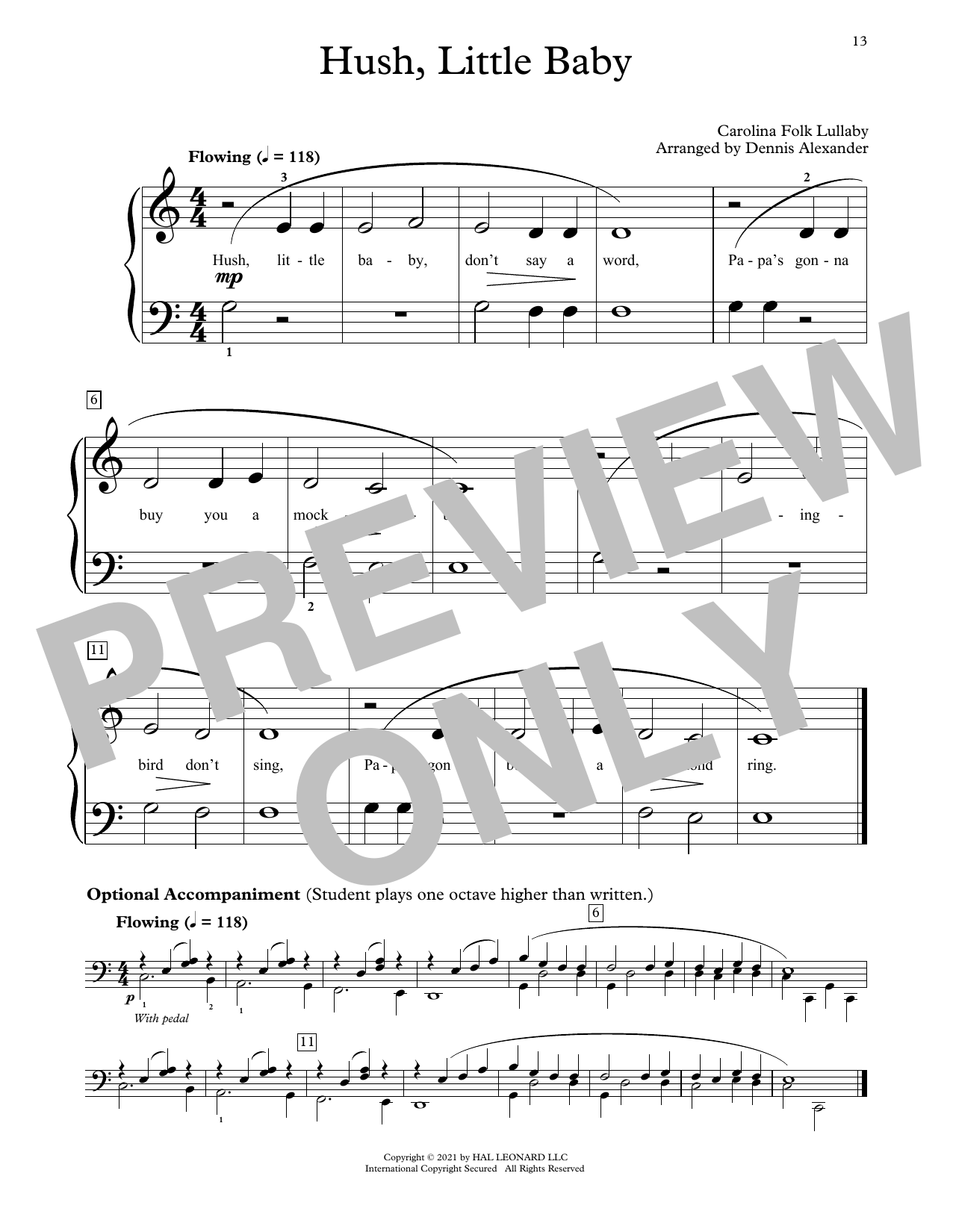Product picture to: Hush, Little Baby (arr. Dennis Alexander)