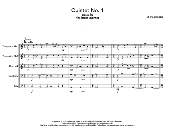 Produktgalerie: Seite 1 von 11 Quintet No. 1, Op. 30, , (Blechbläser Quintett)
