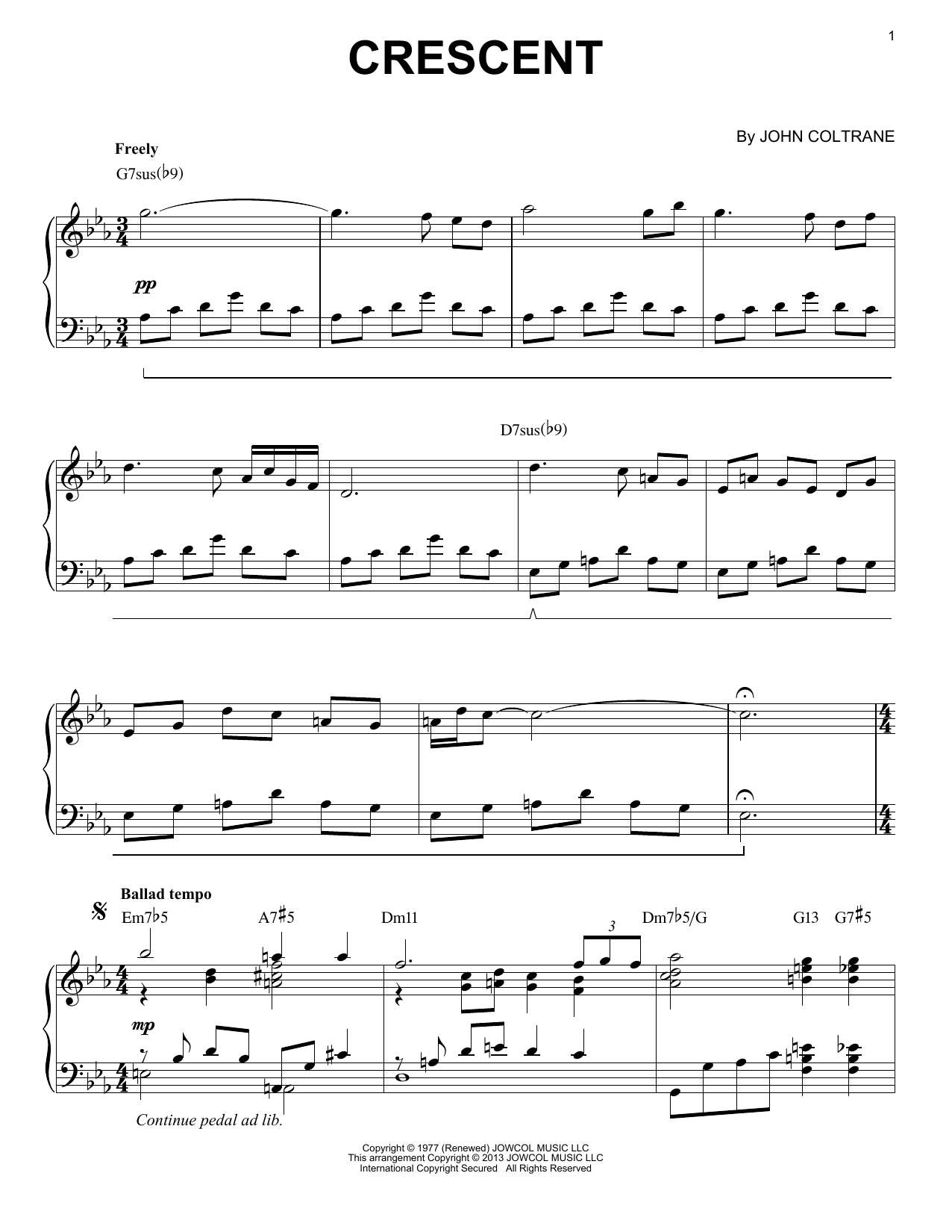 Product gallery: Page 1 of 1 Crescent (arr. Brent Edstrom), John Coltrane