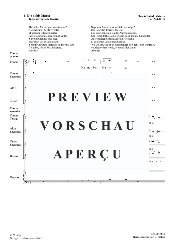 gallery: Dic nobis Maria, , Gemischter Chor 8-stimmig und BC