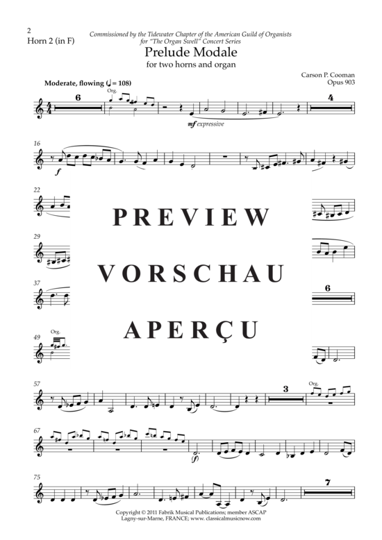 Product gallery: Page 16 of 17 Prelude Modale , , (Trio for two horns + organ)