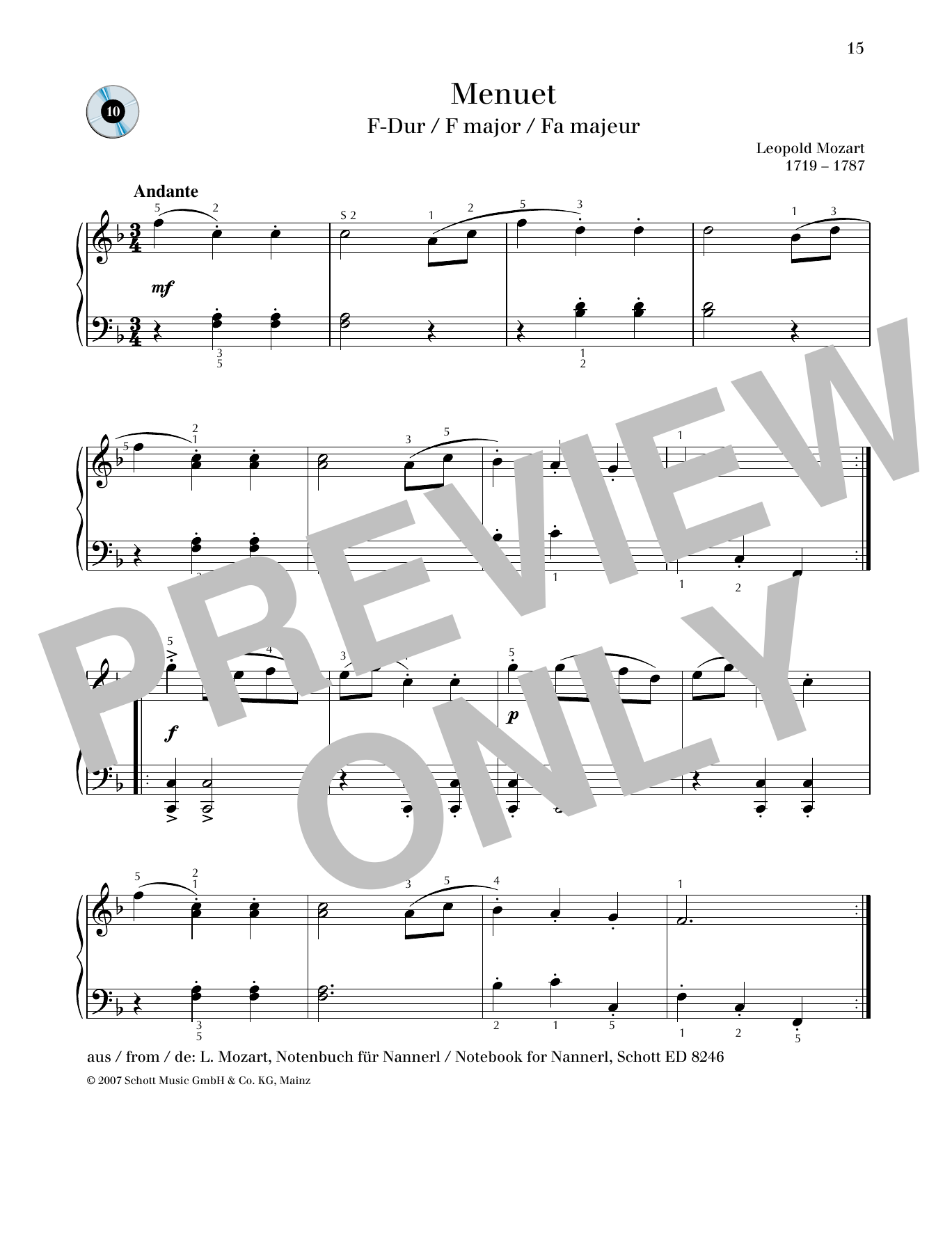 Product picture to: Minuet F major