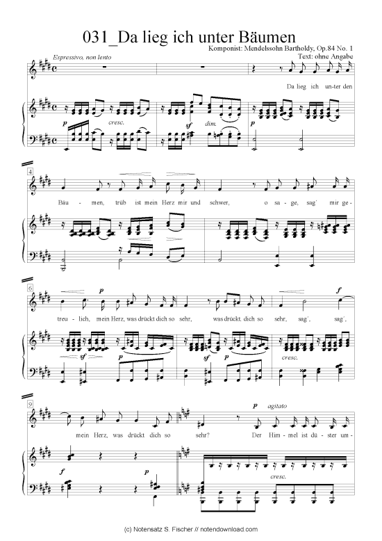 Product picture to: Da lieg ich unter Bäumen Felix Mendelssohn Bartholdy (1809-1947)