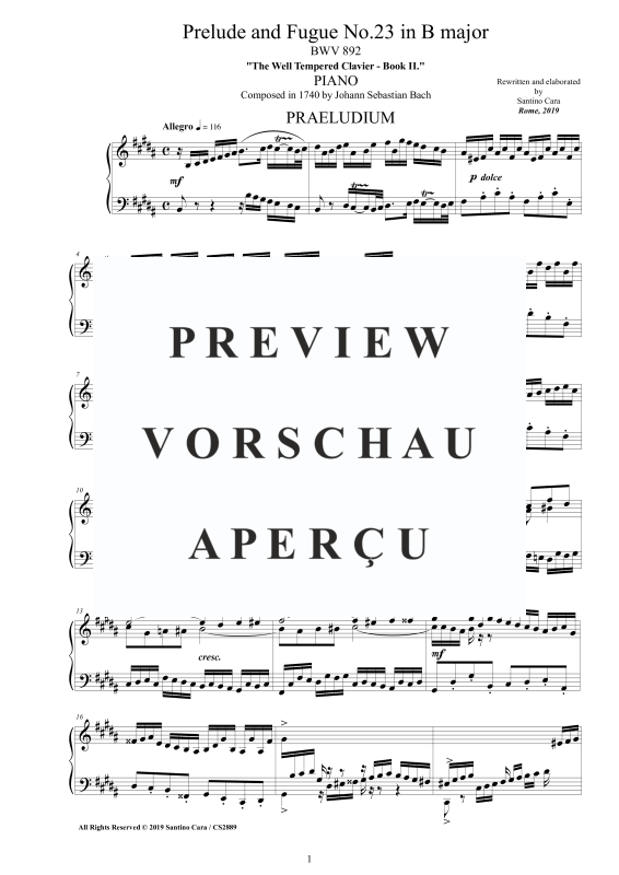 Product gallery: Page 2 of 8 Prelude and Fugue No. 23 in B major BWV 892, , Solo Piano