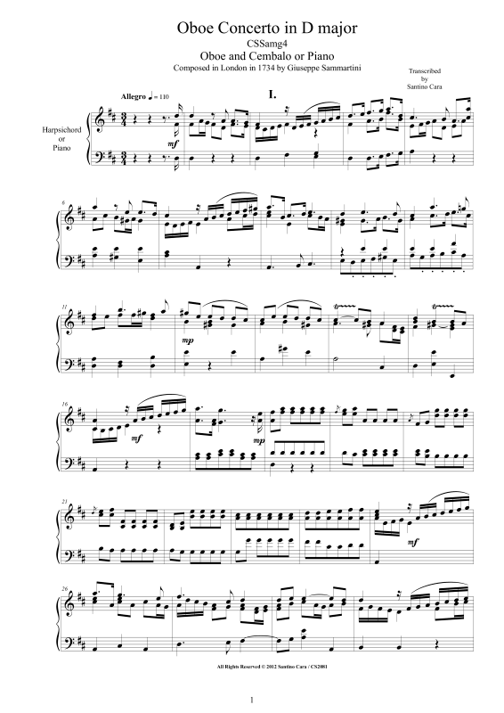 Produktbild zu: Oboen Konzert in D-DurGiuseppe Sammartini