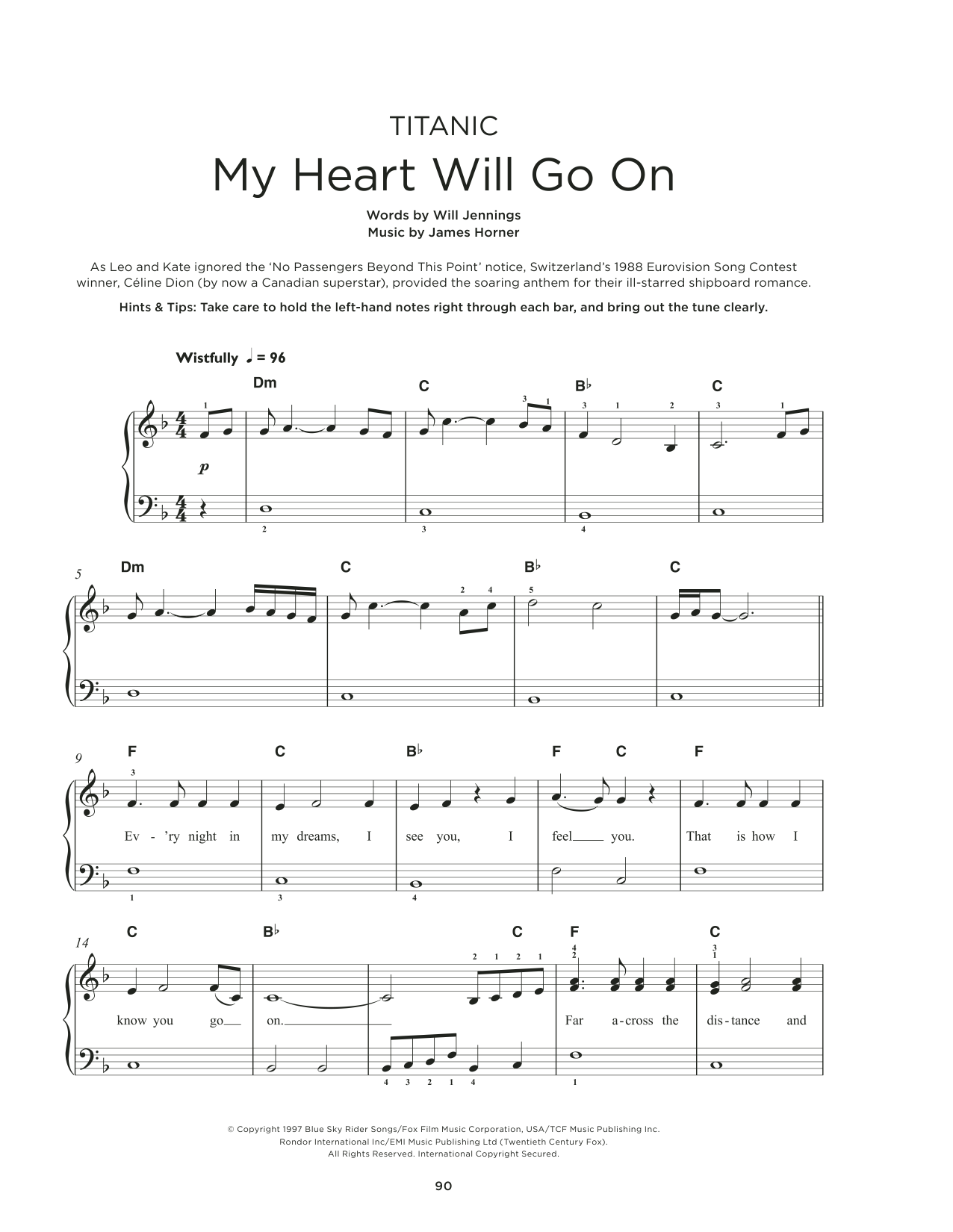 Produktgalerie: Seite 1 von 1 My Heart Will Go On (Love Theme From 'Titanic'), Celine Dion, Klavier