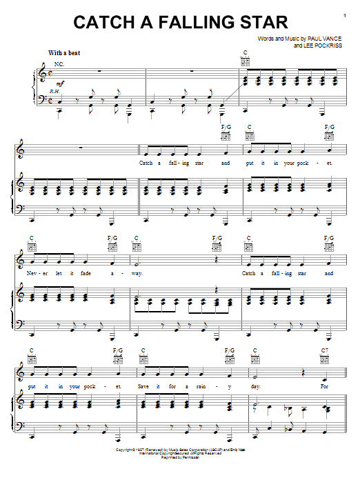 Preview image of Catch A Falling Star sheet music by Perry Como