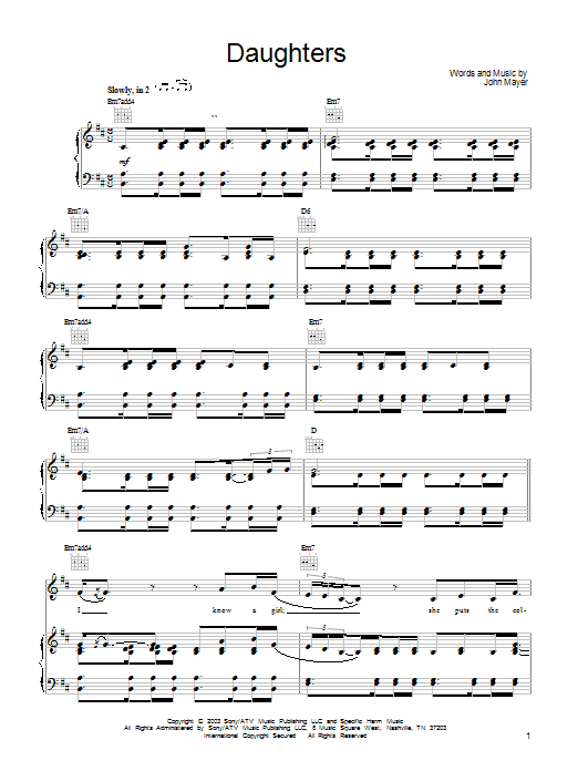 Product picture to:  Daughters - John Mayer