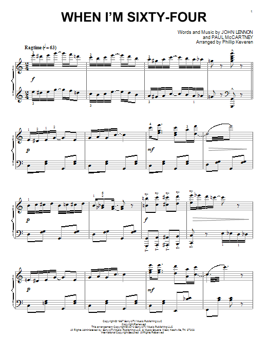 Product gallery: Page 1 of 1 When I'm Sixty-Four [Classical version] (arr. Phillip Keveren), The Beatles