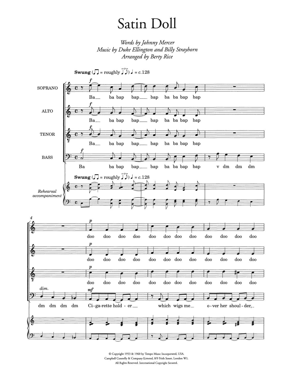 Product picture to: Satin Doll (arr. Berty Rice)