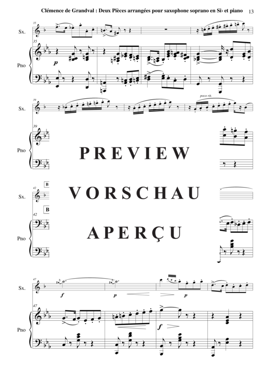Product gallery: Page 14 of 21 Deux Pièces : Lamento et Scherzetto , , (soprano saxophone + piano)