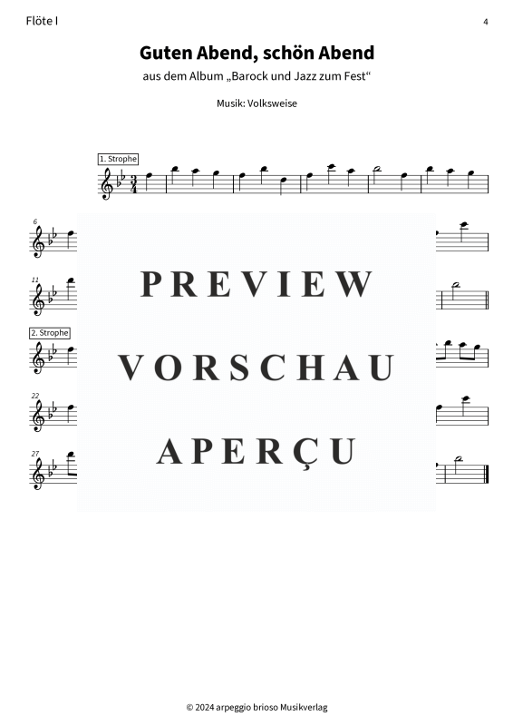 Produktgalerie: Seite 6 von 7 Guten Abend, schön Abend - aus dem Album Barock und Jazz zum Fest, , (Duett 2x Querflöte)