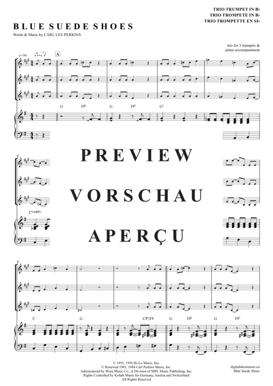gallery: Blue Suede Shoes , Presley, Elvis, (trumpet trio + piano)
