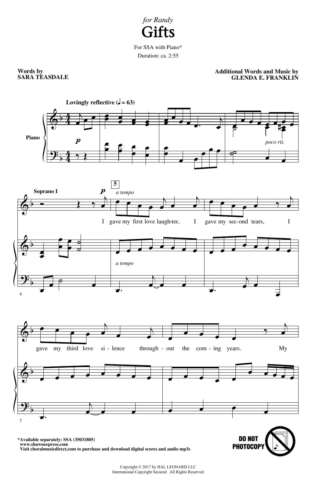 Produktgalerie: Seite 1 von 1 Gifts, Glenda E. Franklin, Chor