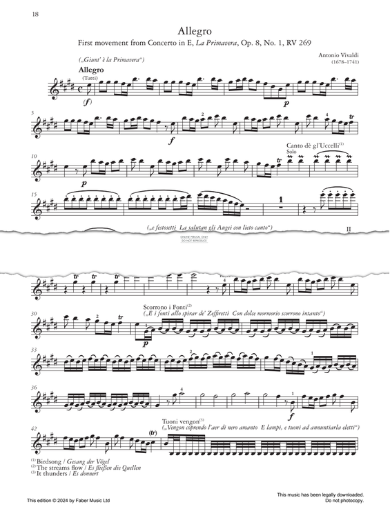 Product gallery: Page 1 of 1 Allegro (1st movt from Concerto in E, La Primavera, Op. 8, No. 1, RV 269), Antonio Vivaldi