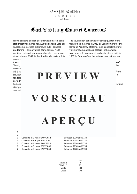 Produktgalerie: Seite 3 von 11 Seven Bach's String Quartet Concertos - Complete Parts, , Streicherquartett (nur Einzelstimmen