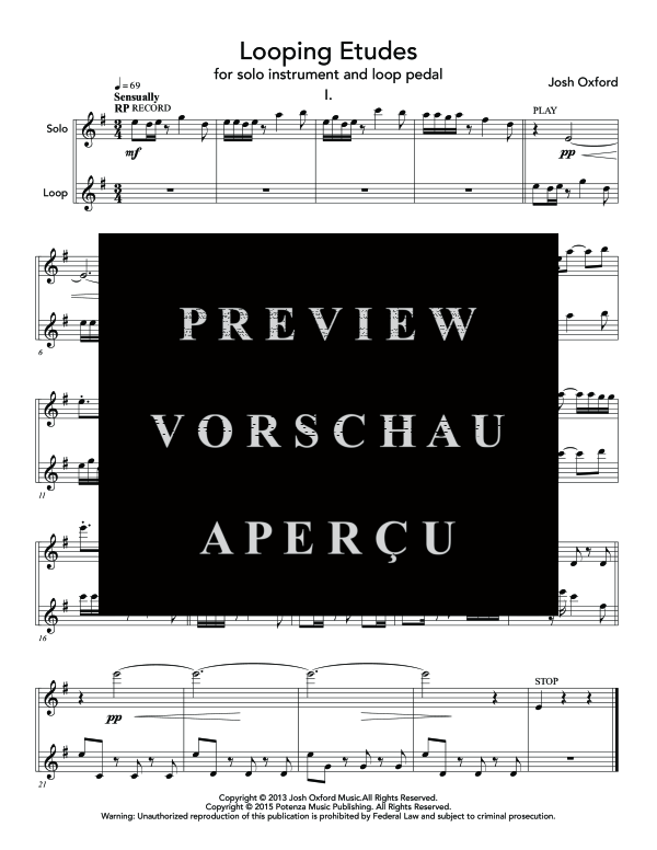 Produktgalerie: Seite 5 von 11 Looping Etudes, , (Melodieinstrument in C / B / Es und Loop Pedal)