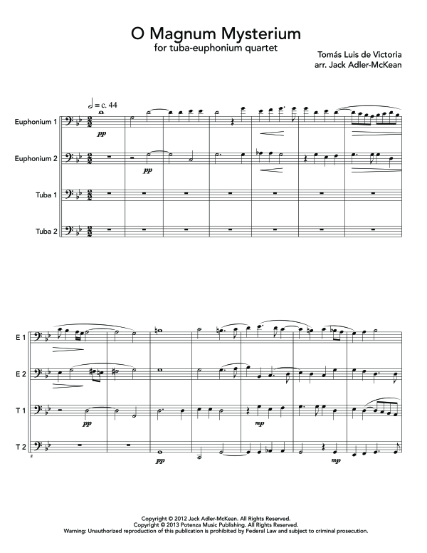 Produktgalerie: Seite 1 von 11 O Magnum Mysterium, , (Tuba QuartettEETT)