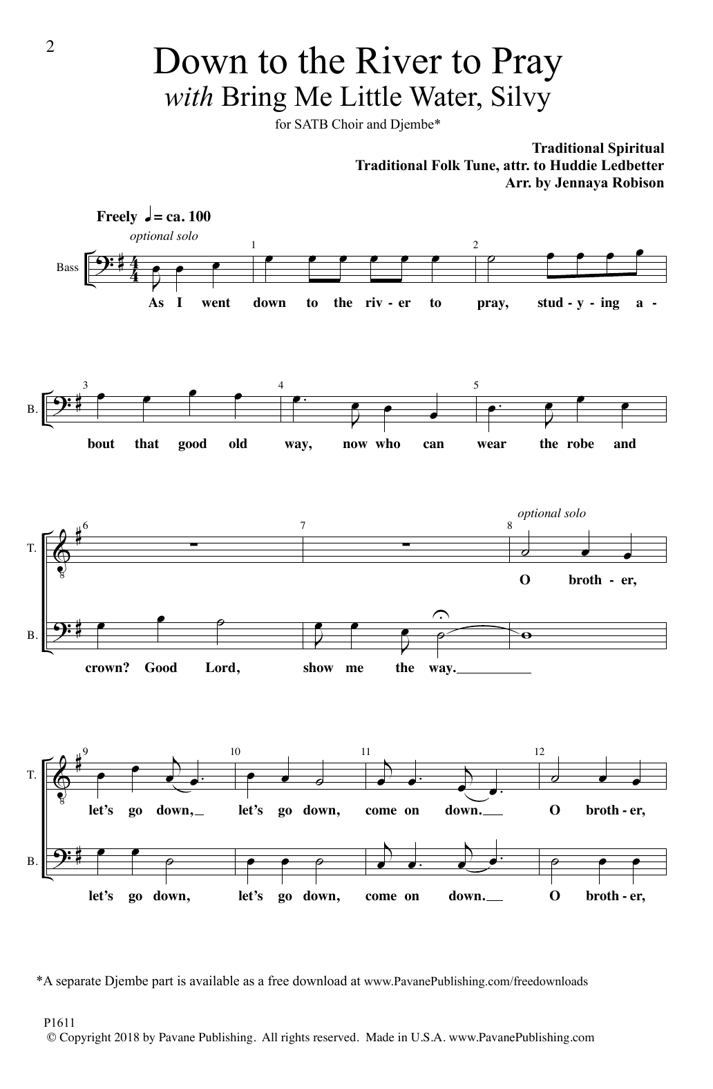 Product picture to: Down To The River To Pray (with Bring Me Little Water, Silvy) (arr. Jennaya Robison)