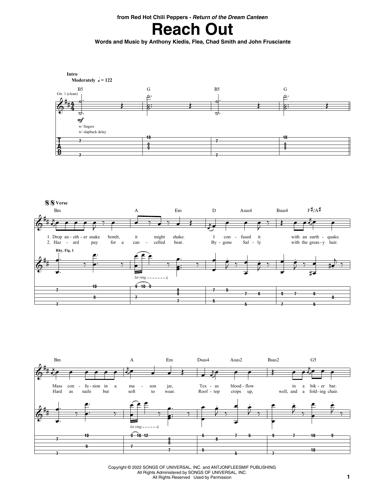 Produktgalerie: Seite 1 von 1 Reach Out, Red Hot Chili Peppers, Gitarre