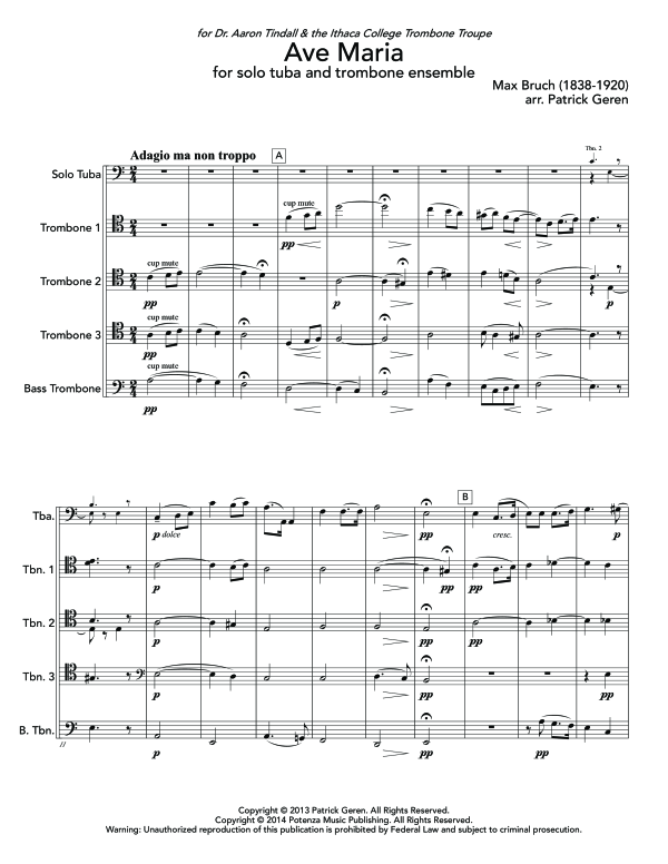 Produktgalerie: Seite 1 von 11 Ave Maria, , (Tuba Solo + Posaunen Ensemble)
