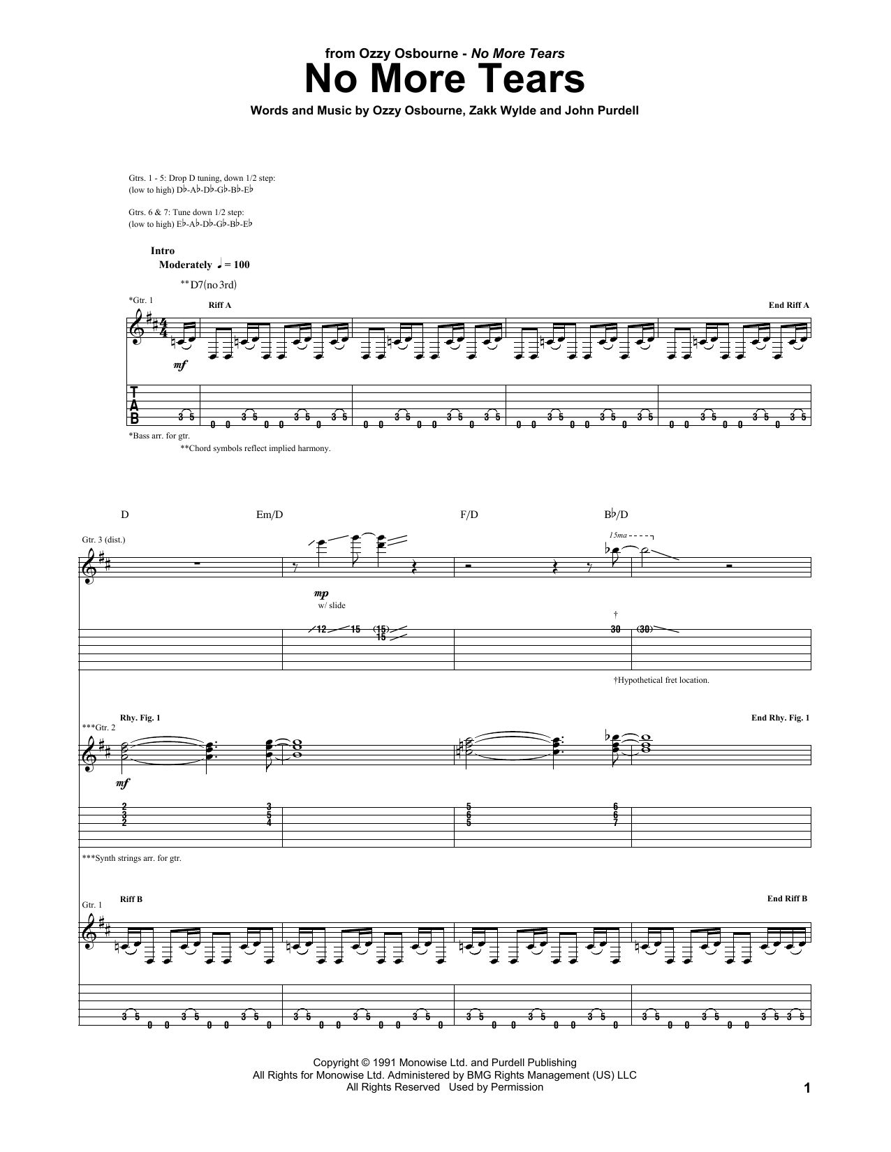 Produktgalerie: Seite 1 von 1 No More Tears, Ozzy Osbourne, Gitarre
