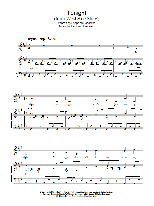 Product picture to:  Tonight (from West Side Story) - Leonard Bernstein