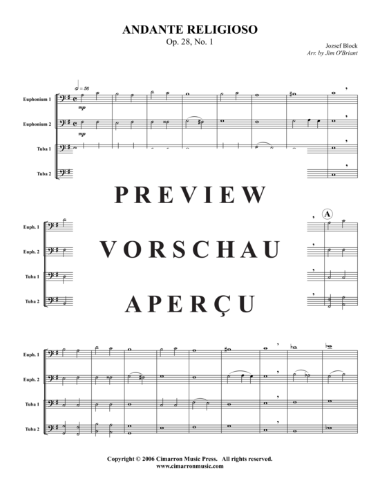 Product gallery: Page 2 of 10 Andante Religioso  , , (Tuba Quartet: 2x Baritone, 2xTuba)