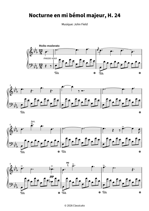 gallery: Nocturne en mi bémol majeur, H. 24, , Klavier Solo