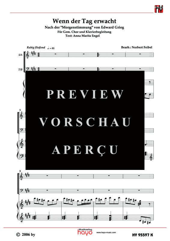 gallery: Wenn der Tag erwacht, , (Gemischter Chor - Klavierpartitur)