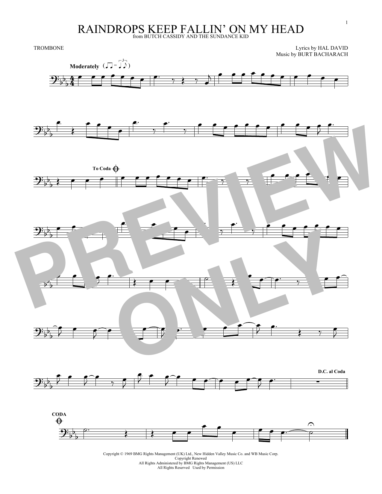 Product gallery: Page 1 of 1 Raindrops Keep Fallin' On My Head, Burt Bacharach