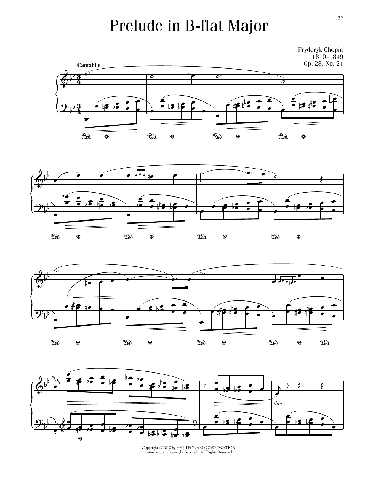Product picture to: Prelude In B-Flat Major, Op. 28, No. 21