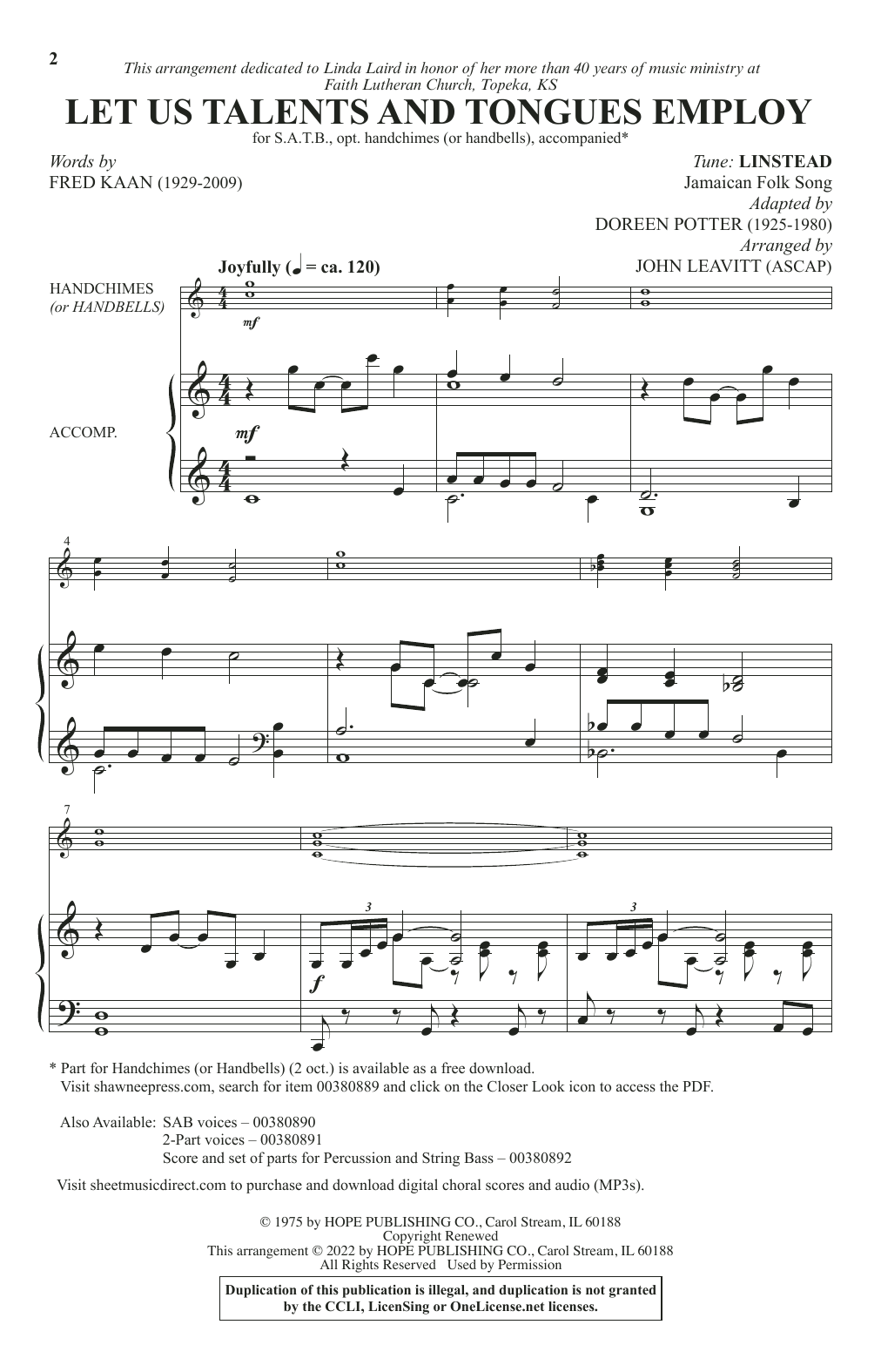 Produktbild zu: Let Us Talents And Tongues Employ (arr. John Leavitt)