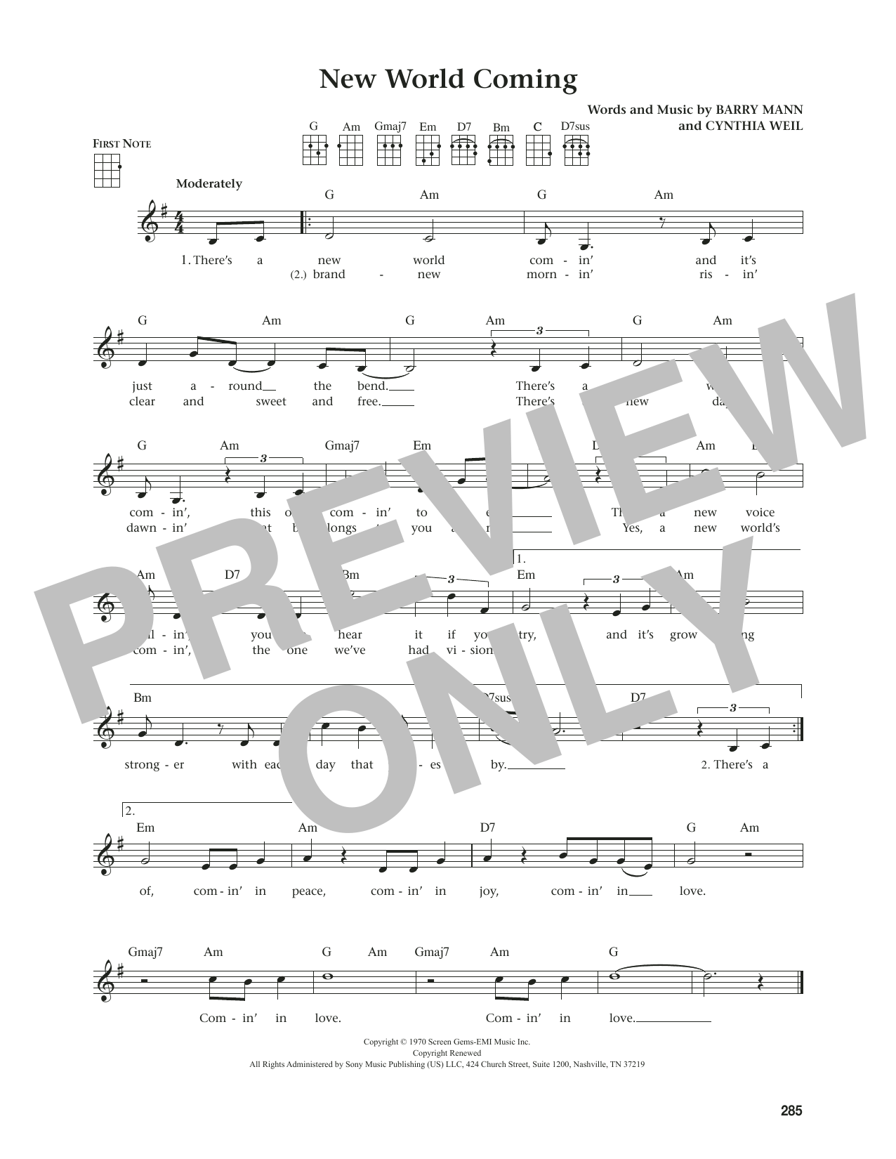 Produktgalerie: Seite 1 von 1 New World Coming (from The Daily Ukulele) (arr. Jim Beloff), Mama Cass Elliot, Ukulele