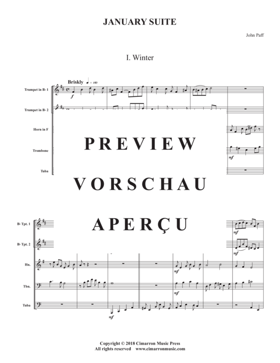 Produktgalerie: Seite 3 von 21 January Suite , , (Blechbläser Quintett)
