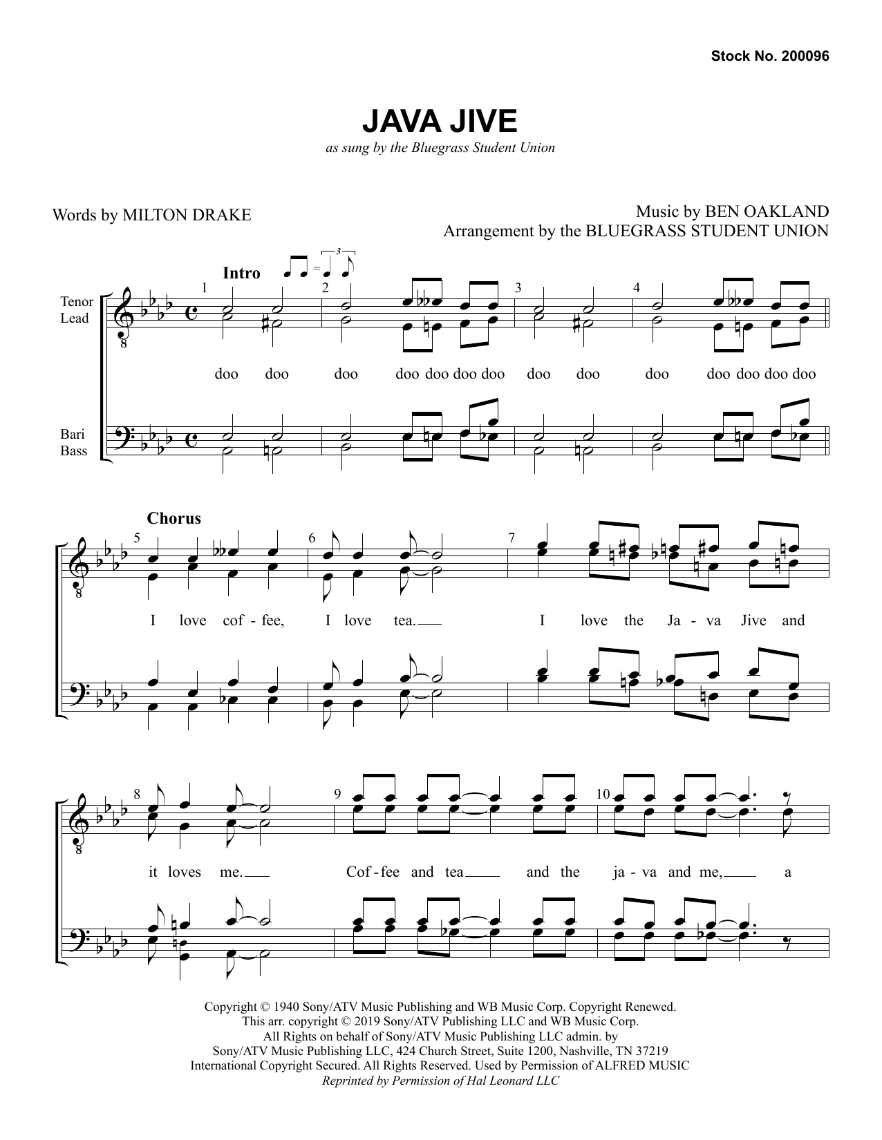 Produktgalerie: Seite 1 von 1 Java Jive (arr. Bluegrass Student Union), Milton Drake & Ben Oakland, Chor